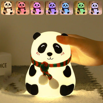 Cute Panda LED Night Lamp with 7-Color Changing Light | Rechargeable Touch Sensor Nightlight for Kids, Bedroom & Nursery Decor, Gift for Toddlers & Teens