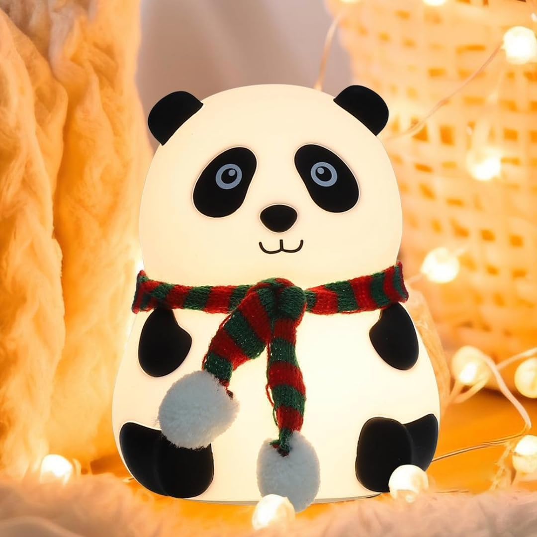 Cute Panda LED Night Lamp with 7-Color Changing Light | Rechargeable Touch Sensor Nightlight for Kids, Bedroom & Nursery Decor, Gift for Toddlers & Teens