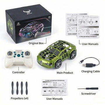 RC Flying Car Toy – Remote Control Anti-Crash Drift Car with LED Lights & Rechargeable Battery (Ages 6+)