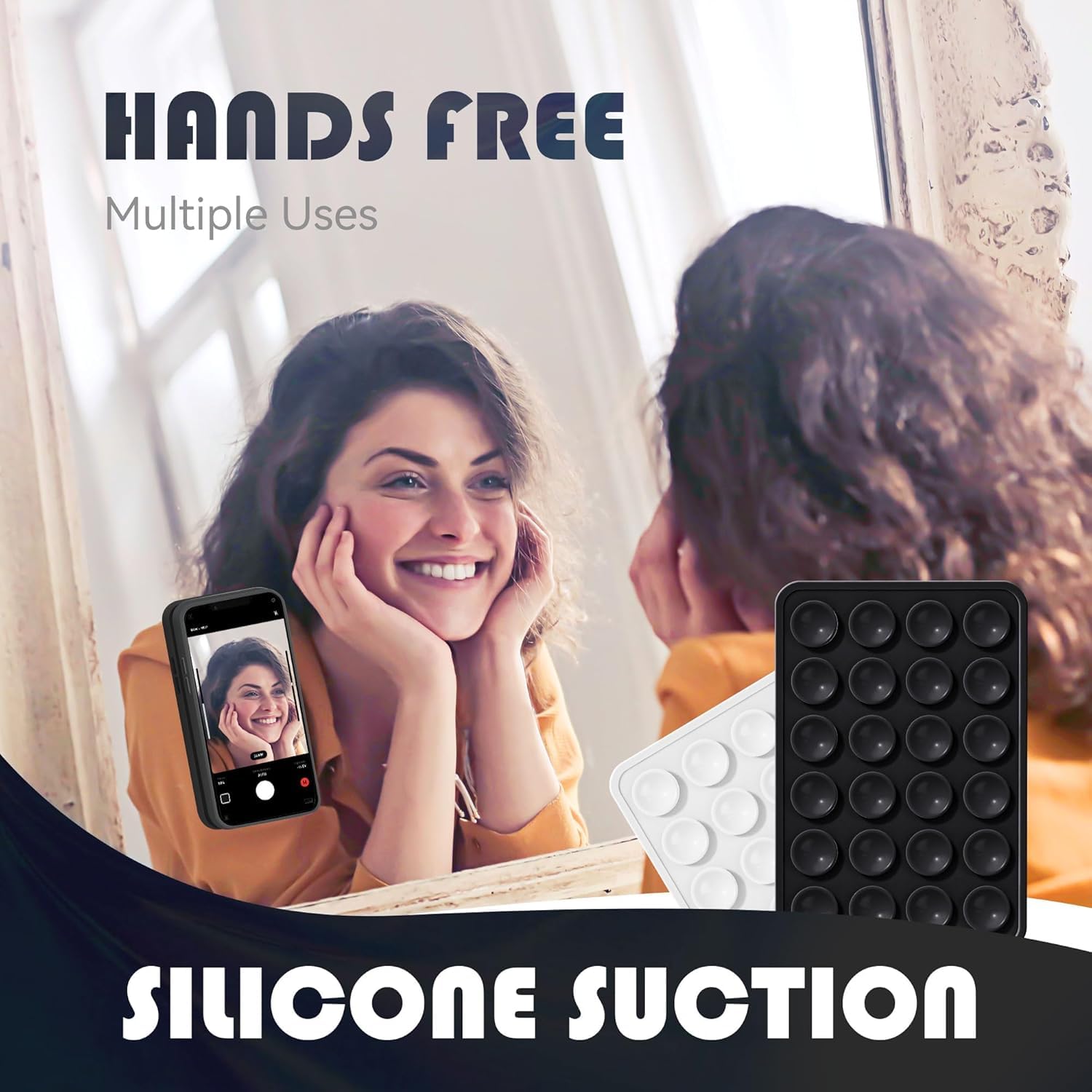 Universal Suction Phone Mount Pad – Hands-Free Sticky Silicone Grip for Smartphones