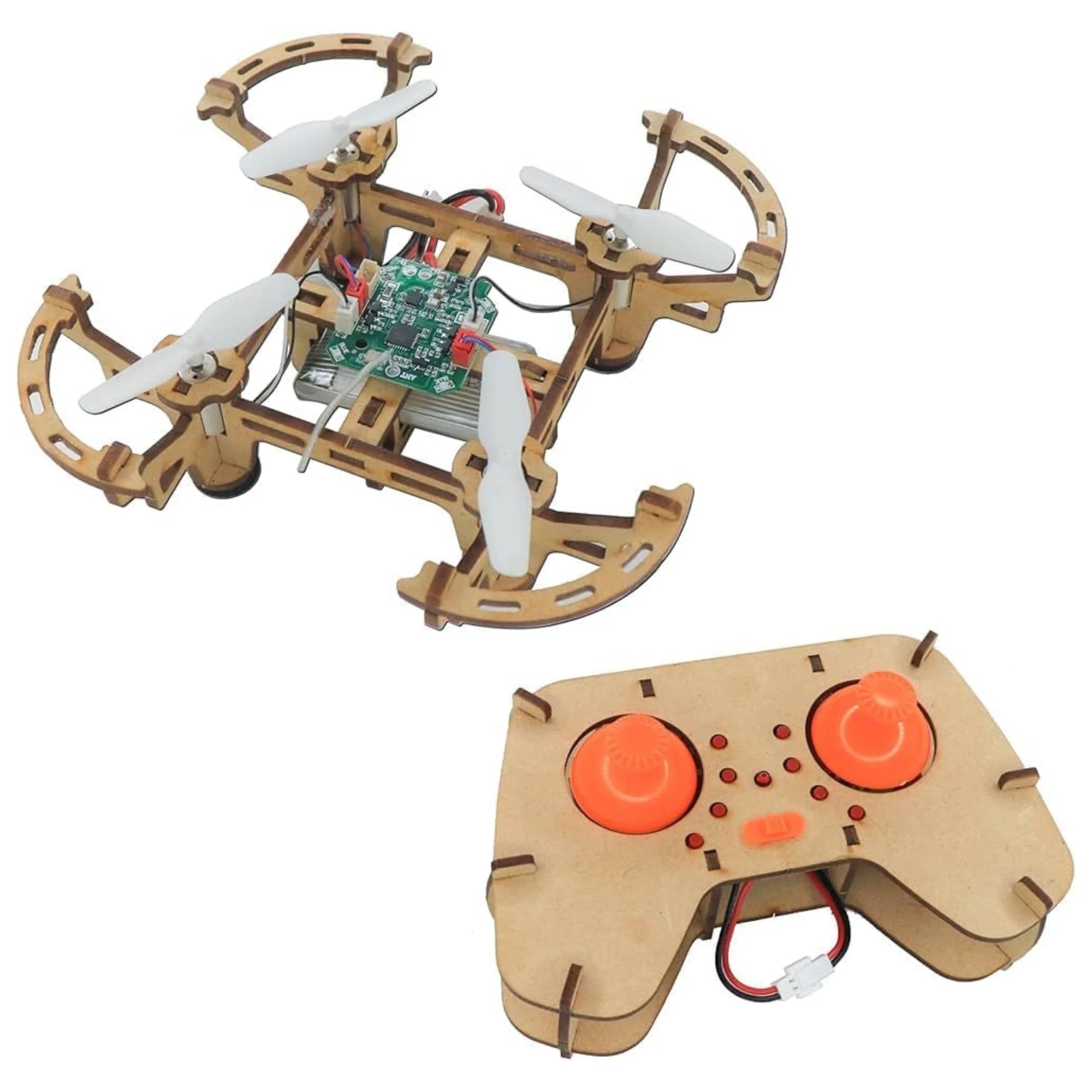 DIY Wooden Camera Drone Kit - Buildable RC Quadcopter with Altitude Hold & 3D Flip