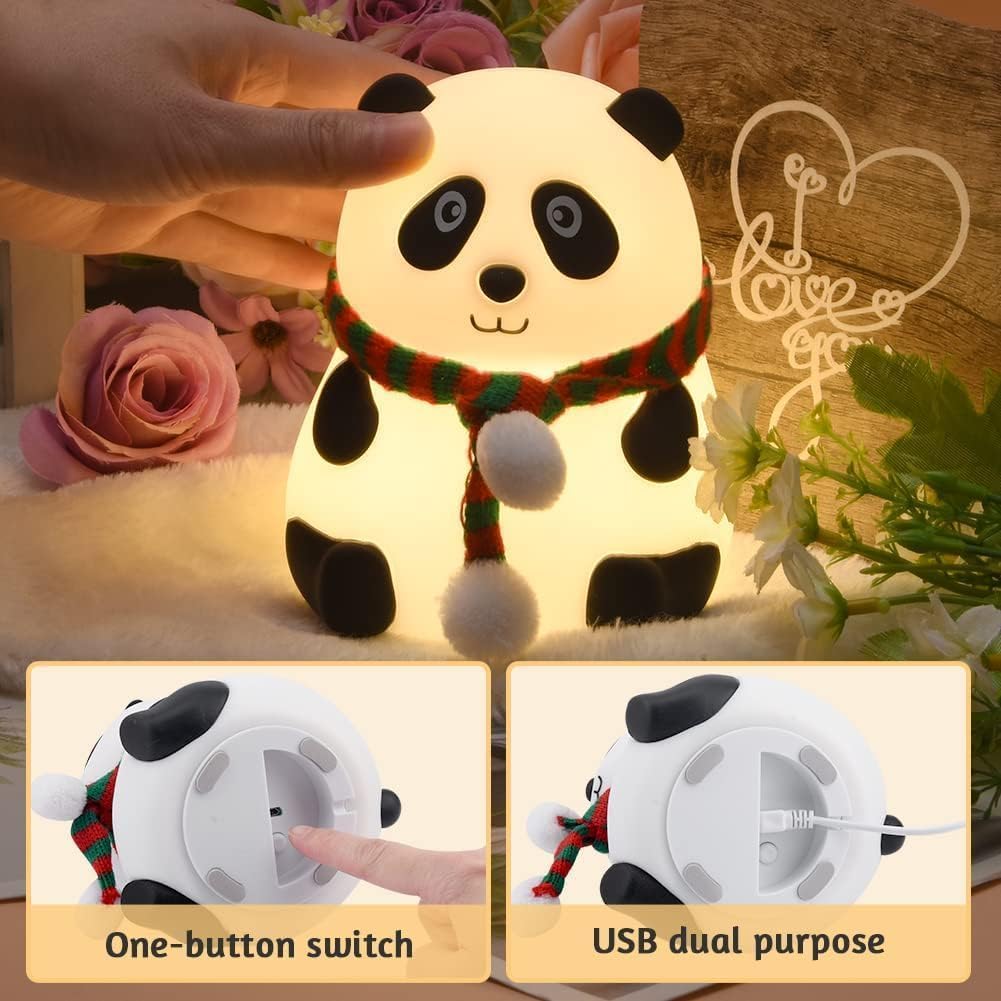 Cute Panda LED Night Lamp with 7-Color Changing Light | Rechargeable Touch Sensor Nightlight for Kids, Bedroom & Nursery Decor, Gift for Toddlers & Teens