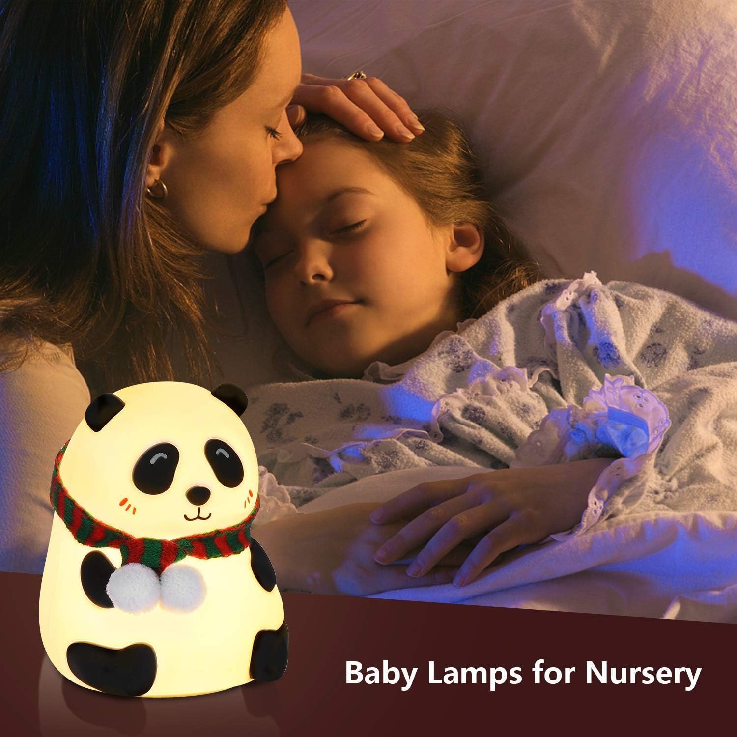 Cute Panda LED Night Lamp with 7-Color Changing Light | Rechargeable Touch Sensor Nightlight for Kids, Bedroom & Nursery Decor, Gift for Toddlers & Teens