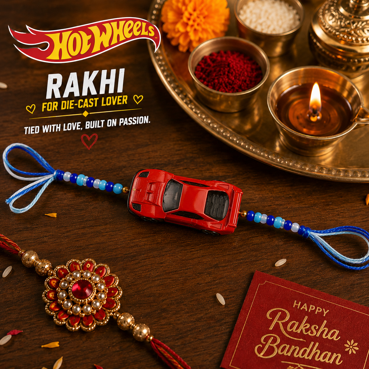 Die-Cast Ferrari Hot Wheels Rakhi ₹699 – 1:64 Scale Collector Car Gift