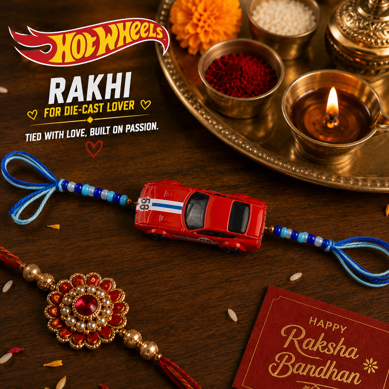 Die-Cast Ferrari Hot Wheels Rakhi ₹699 – 1:64 Scale Collector Car Gift