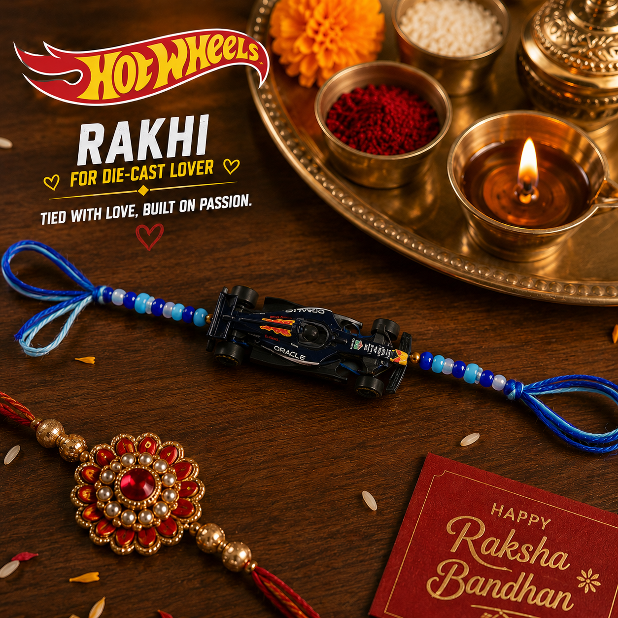 Die-Cast Ferrari Hot Wheels Rakhi ₹699 – 1:64 Scale Collector Car Gift