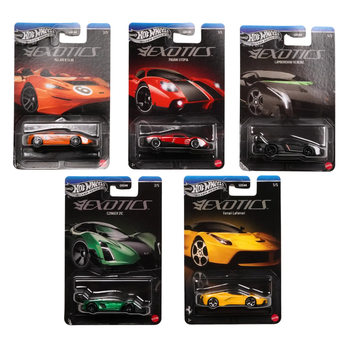 Hot Wheels Premium Silver Series Exotic Pack of 5 1:64 Die-Cast Collectible Set