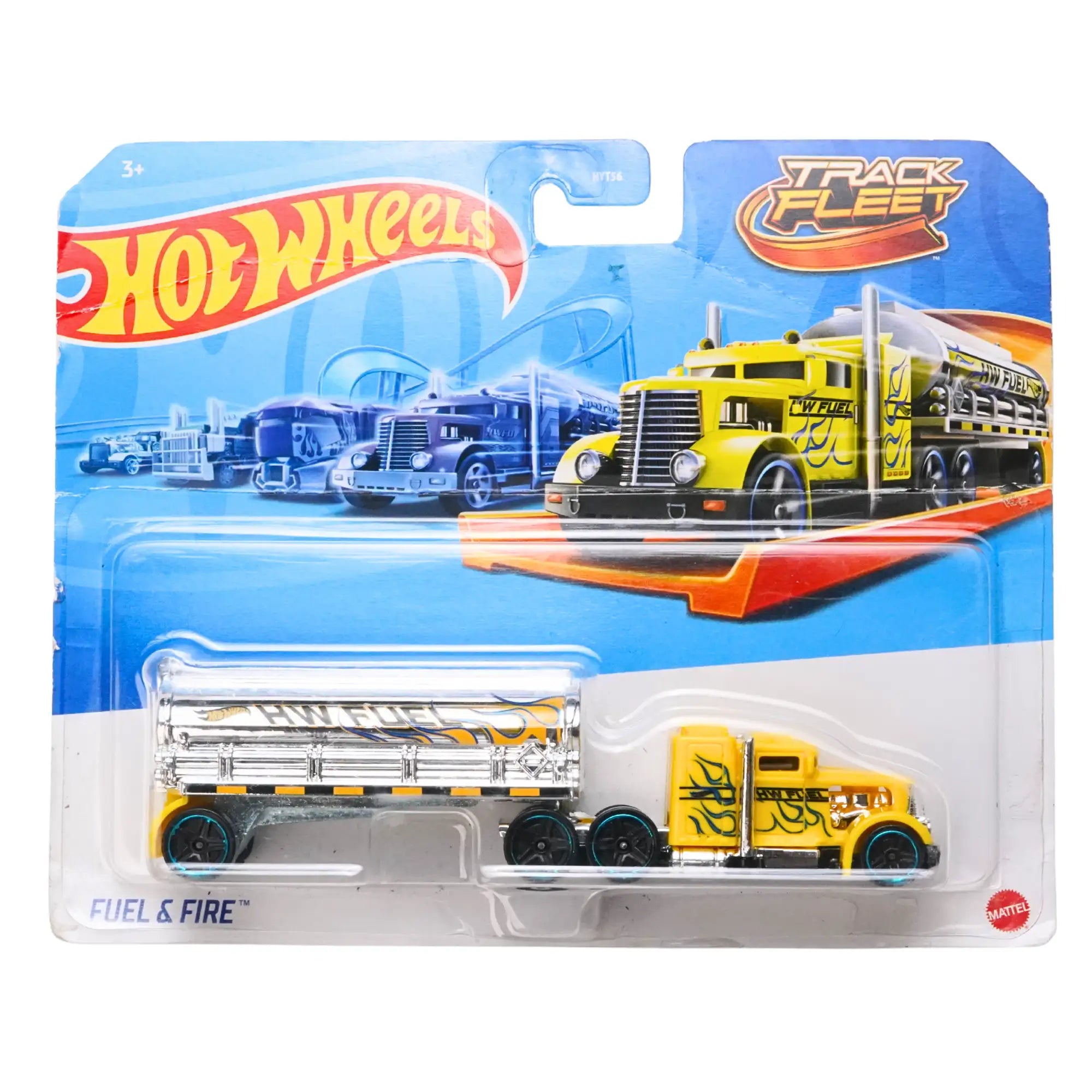Hot Wheels Track Fleet Fuel & Fire Tanker Truck 1:64 Die-Cast Transporter Collectible