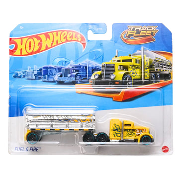 Hot Wheels Track Fleet Fuel & Fire Tanker Truck 1:64 Die-Cast Transporter Collectible