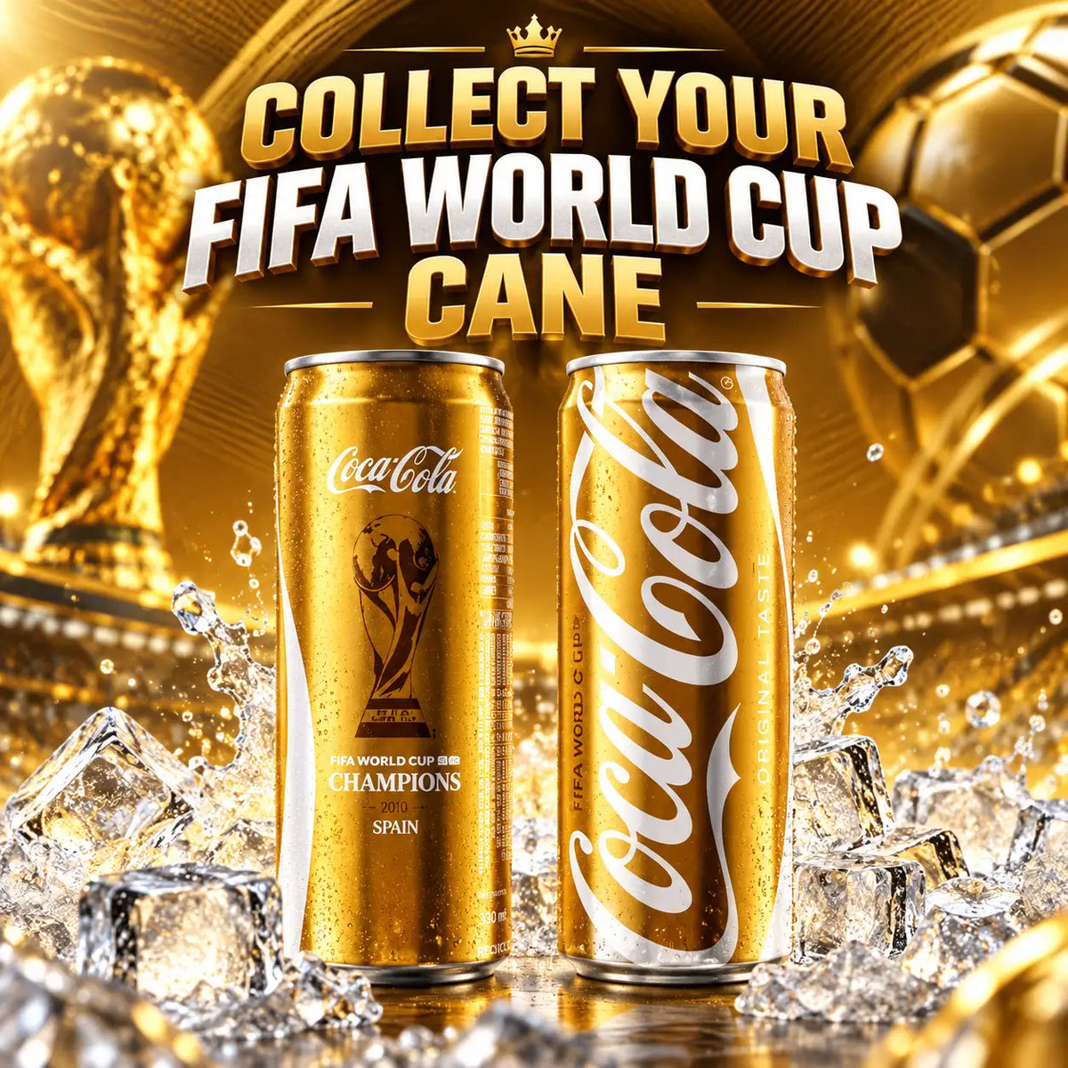Coca-Cola Gold FIFA World Cup 2026 Champions Spain 330ml Collectible Can – Gold Edition Football