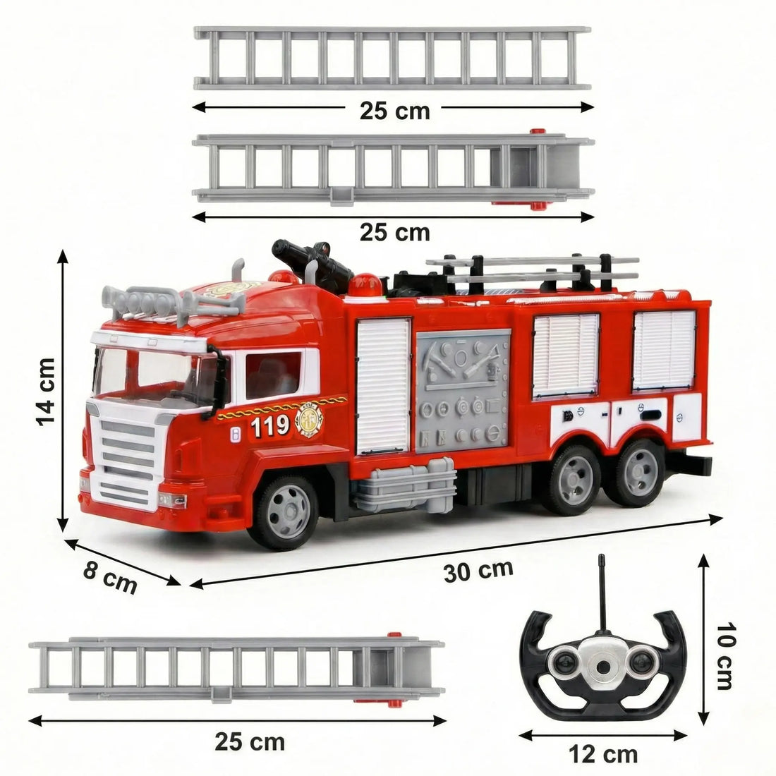 Remote Control Fire Truck Toy with Water Spray Mist & 360° Rotating Spout | LED Light RC Fire Engine