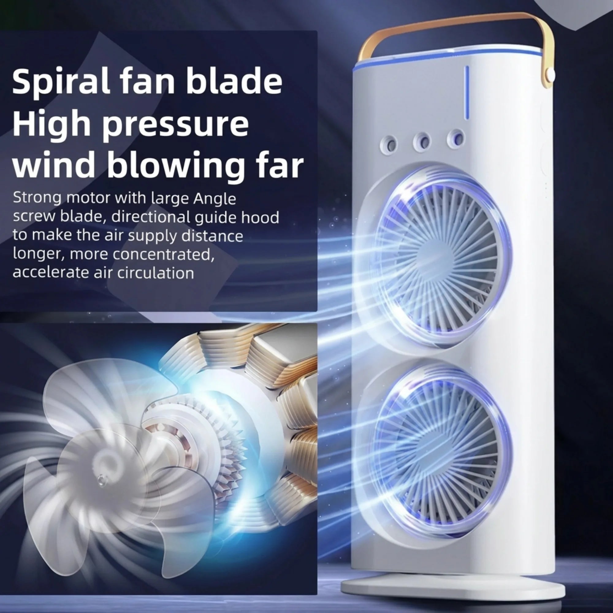 Portable USB Air Cooler Fan with Water Spray Mist, LED Night Light, Remote Control & 3 Speed Modes