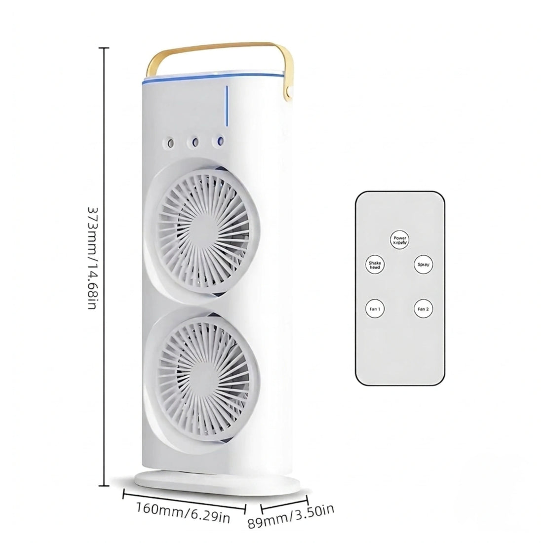 Portable USB Air Cooler Fan with Water Spray Mist, LED Night Light, Remote Control & 3 Speed Modes