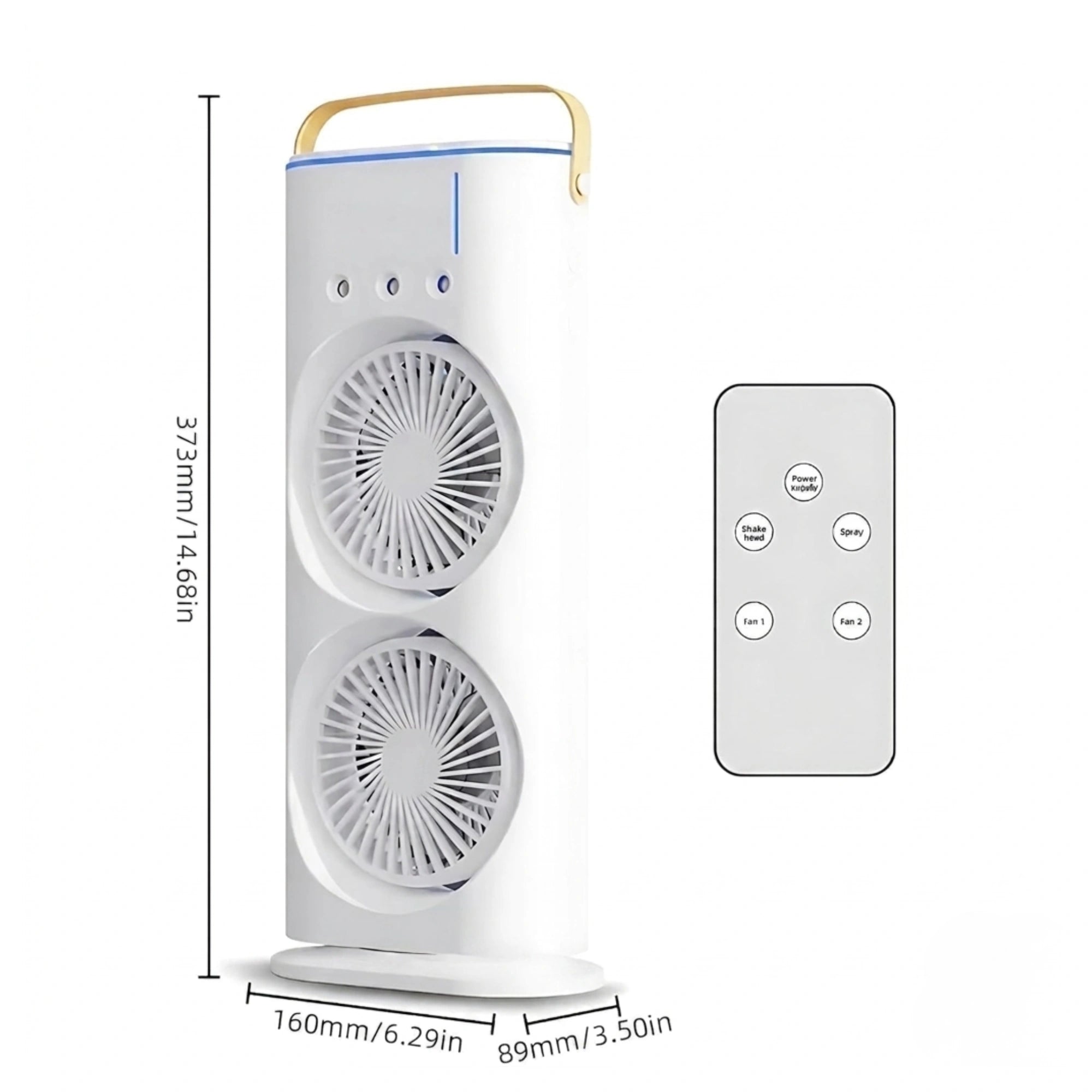 Portable USB Air Cooler Fan with Water Spray Mist, LED Night Light, Remote Control & 3 Speed Modes