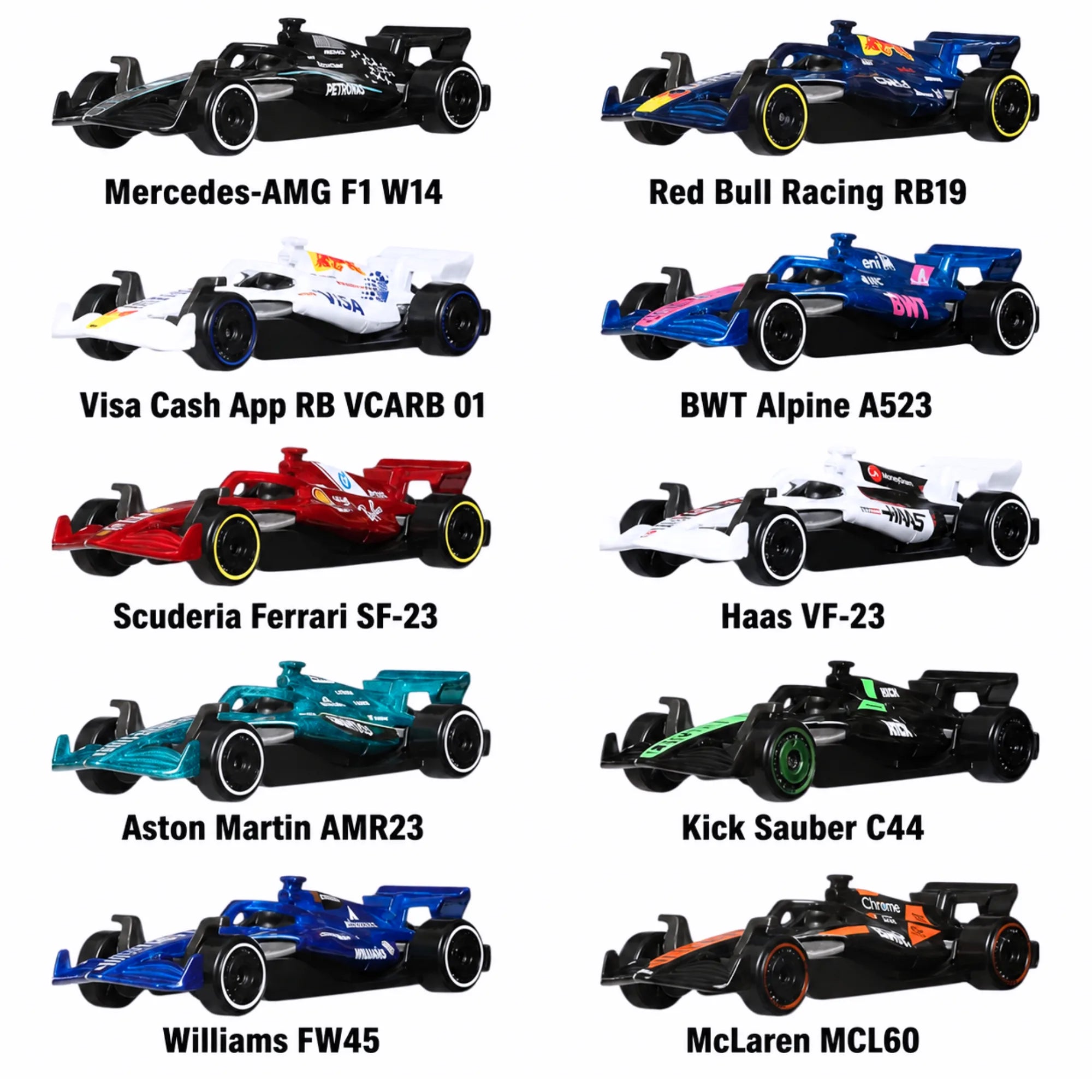 Hot Wheels Formula 1 2025 Pack of 10 F1 Team Cars 1:64 Die-Cast Collector Set