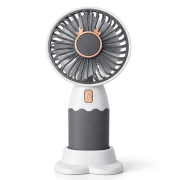 Mini Rechargeable Handheld Fan with 3 Speed Modes, Desktop Stand, Phone Holder & Type-C Charging