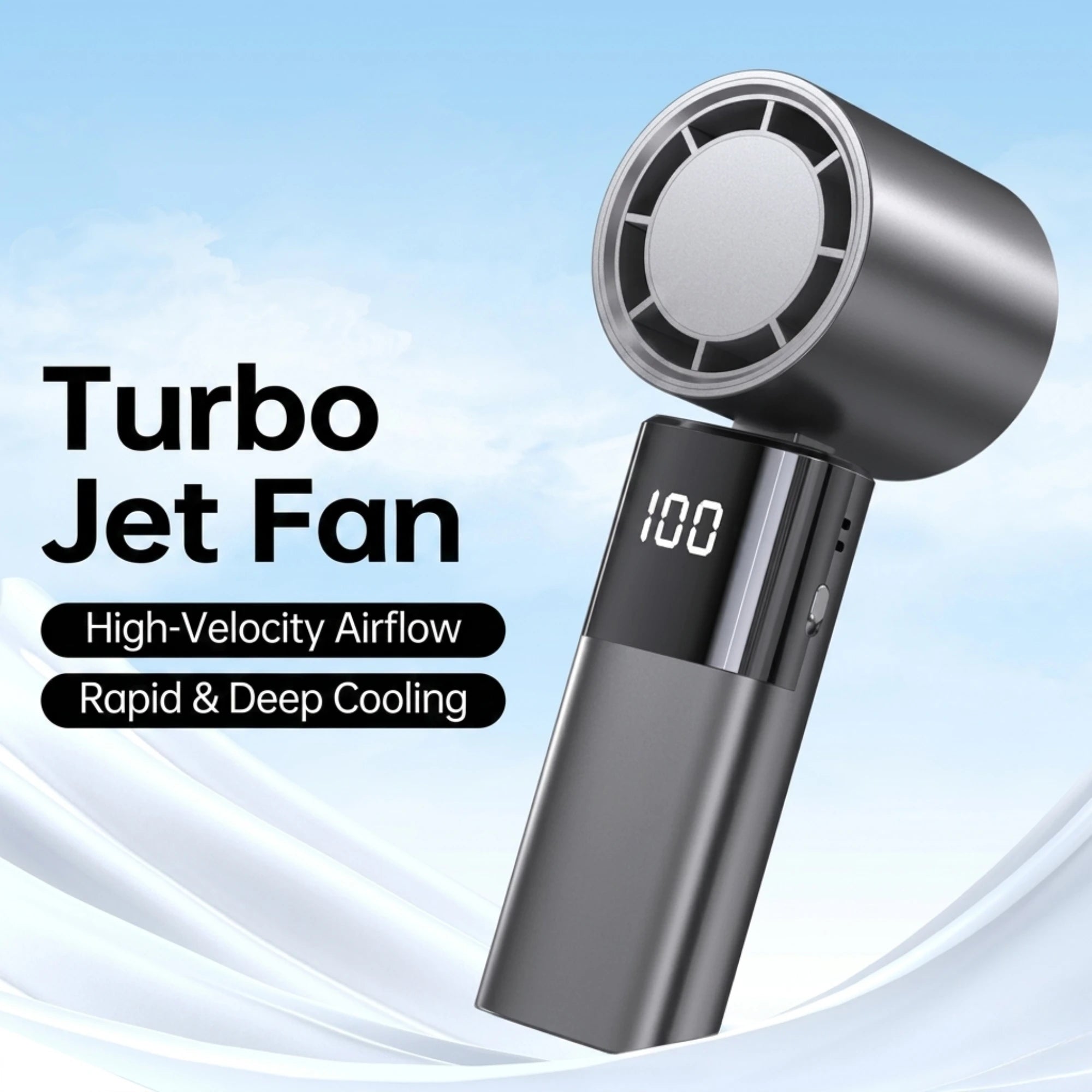 Digital Handheld Fan with LED Display, 120 Speed Levels, Quiet Airflow & Portable Rechargeable Design