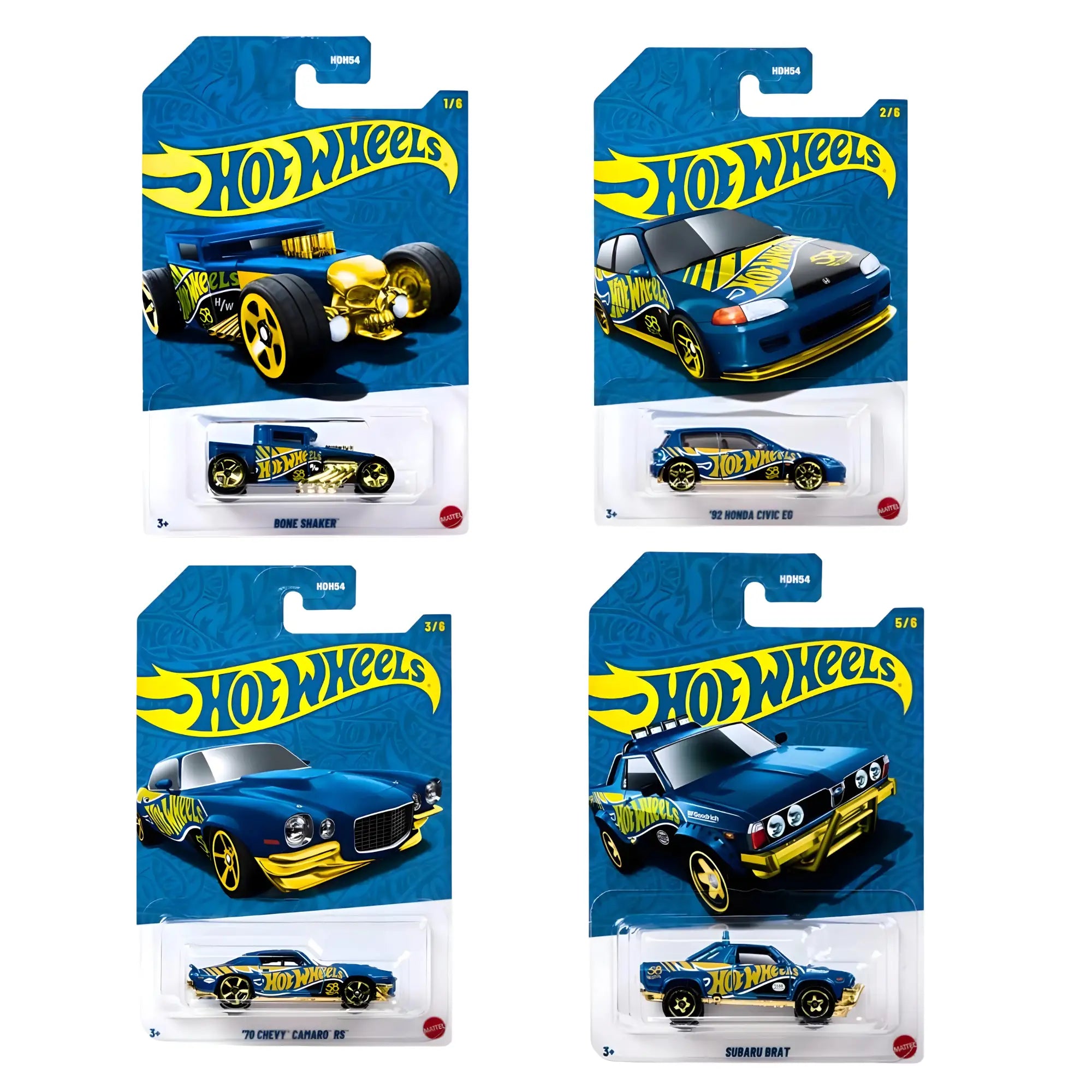 Hot Wheels Premium 55th Anniversary Black & Gold Pack of 4 1:64 Die-Cast Collection