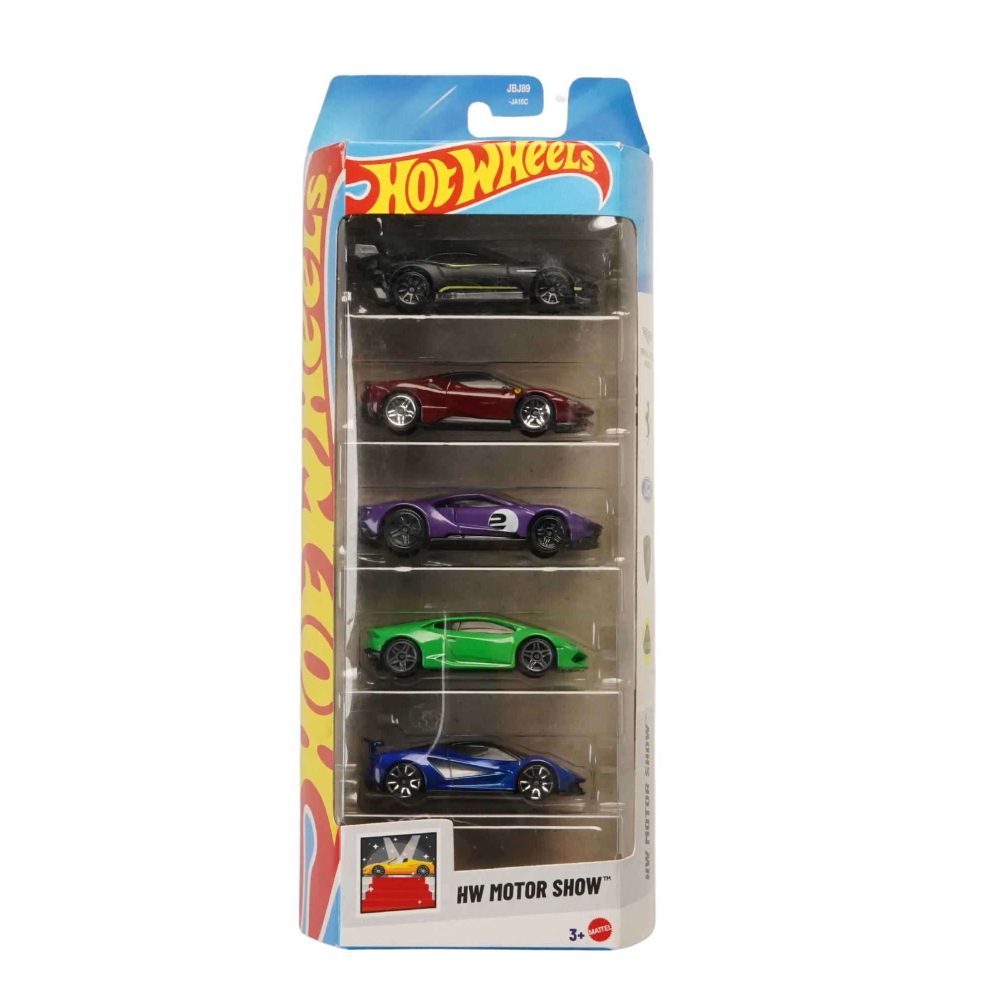 Hot Wheels Premium Exotic Supercars 5-Pack Aston Martin Vulcan, Ferrari SF90 Stradale, Ford GT,  Lamborghini Huracán LP 610-4, Lotus Evija, 1:64 Die-Cast