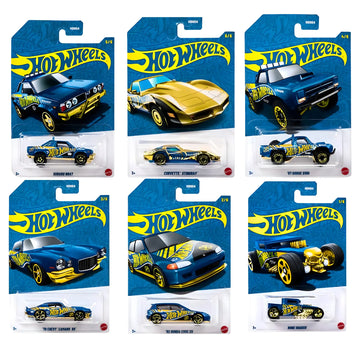 Hot Wheels Premium 55th Anniversary Black & Gold Pack of 6 1:64 Die-Cast Collection