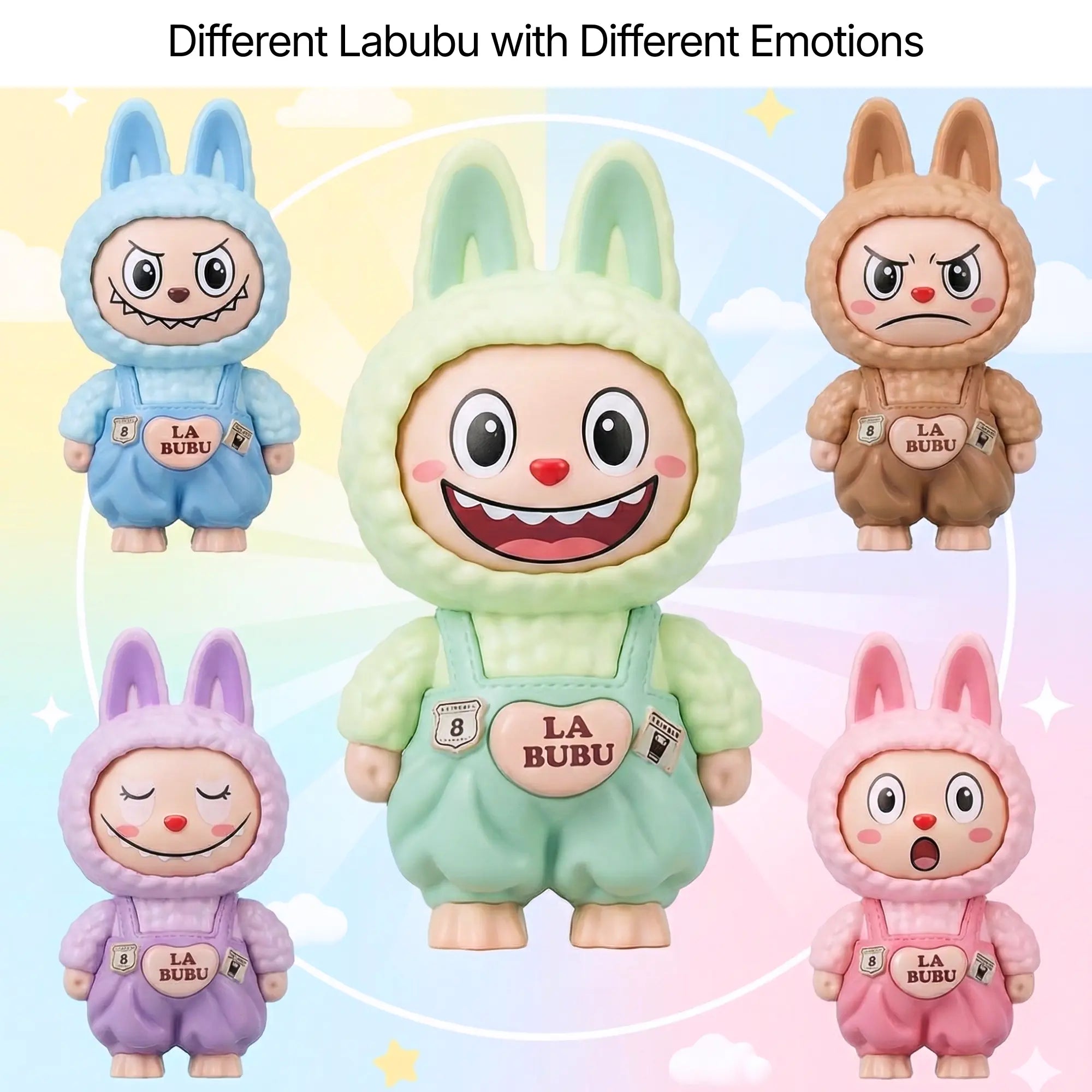 Labubu Face-Changing Doll Keychain - Cute 3-Expression Collectible Charm for Bags, Keys and Gifting