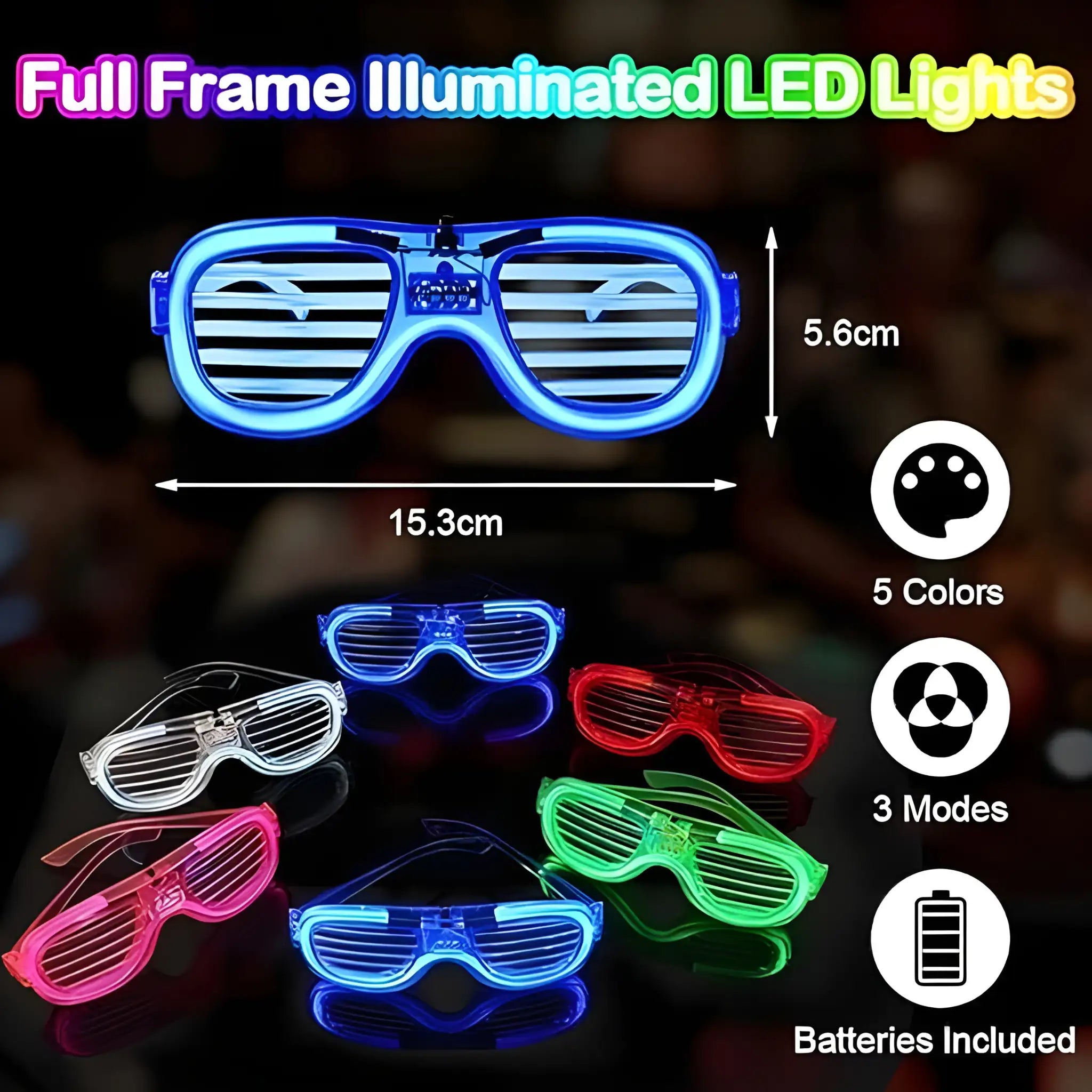 LED Shutter Party Glasses – Multicolor Light-Up Glow Glasses for Festivals, Concerts & Night Events
