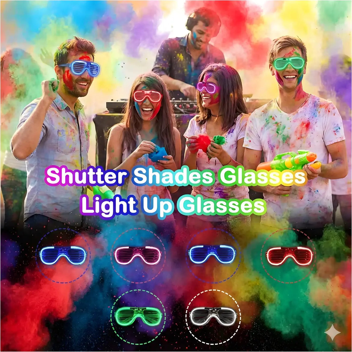 LED Shutter Party Glasses – Multicolor Light-Up Glow Glasses for Festivals, Concerts & Night Events