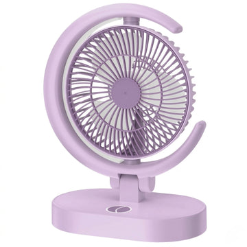 USB Rechargeable Mini Desk Fan with Night Light, Silent Brushless Motor & Portable Compact Design