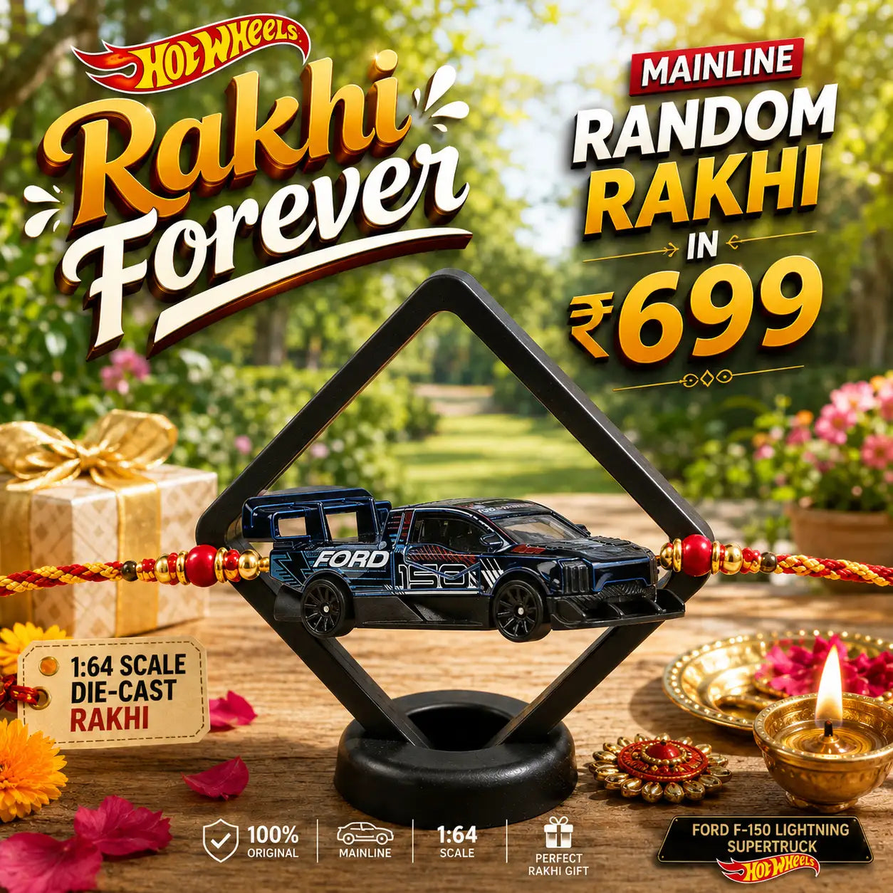 Die-Cast Random Hot Wheels Rakhi ₹699 – Mainline 1:64 Scale Collectible
