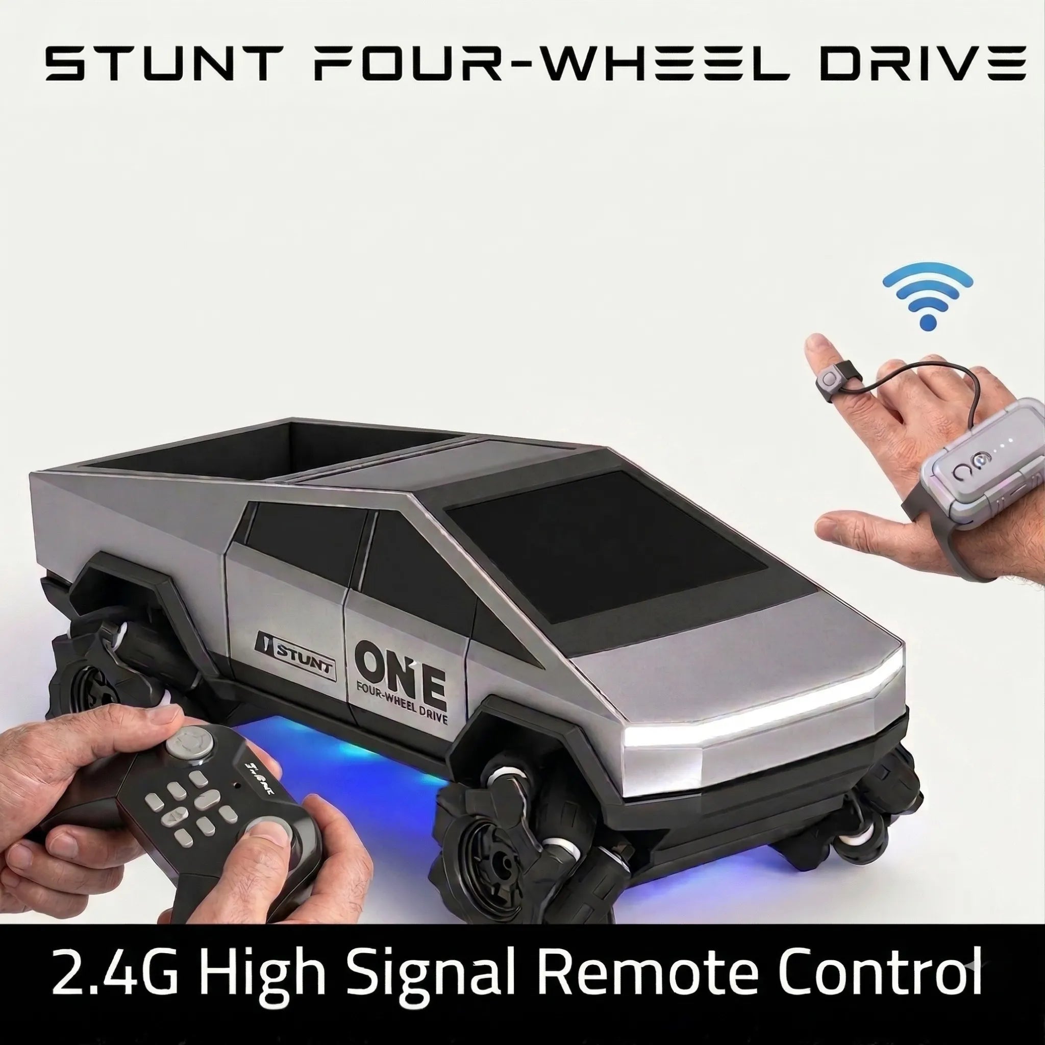 RC Stunt Car 4WD 2.4GHz Remote Control Monster Truck – High Speed 360° Rotating Off Road Racing Car with LED Lights for Kids