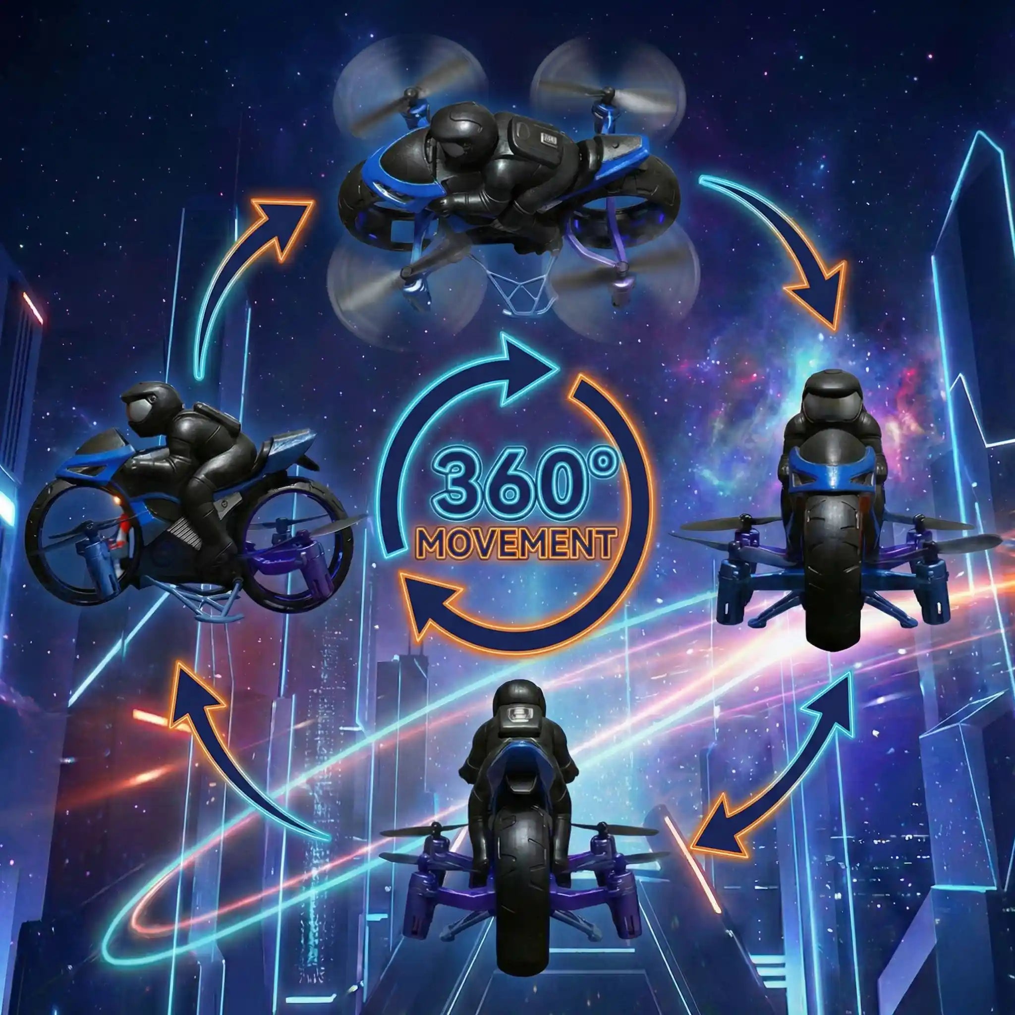 Remote Control Dual-Action RC Vehicle for Kids Controlled Bike with Flight Mode