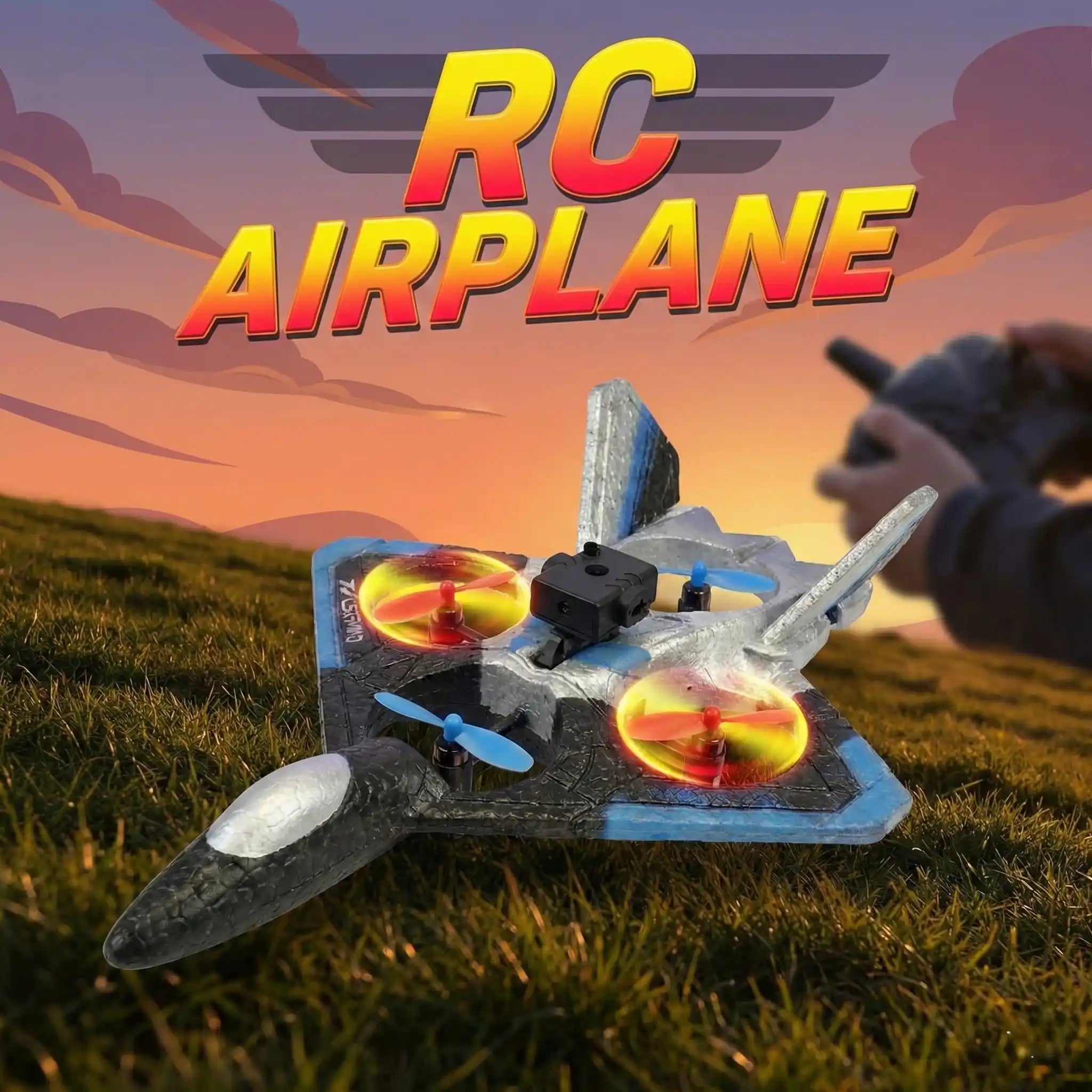 Remote Control Airplanes RC Planes - Fighter Jet Toy with LED Lights & 360° Flip and Vertical Takeoff