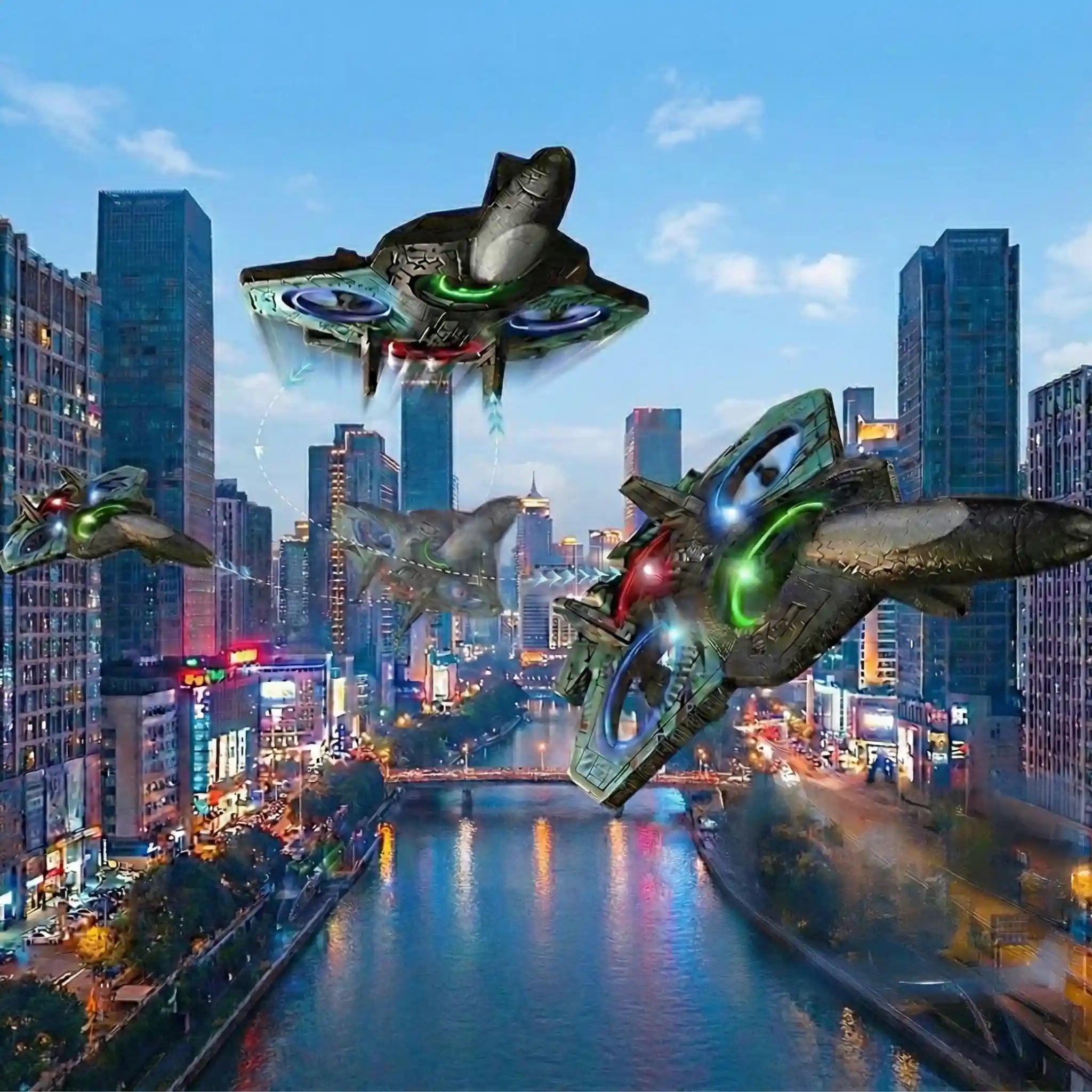 Remote Control Airplanes RC Planes - Fighter Jet Toy with LED Lights & 360° Flip and Vertical Takeoff