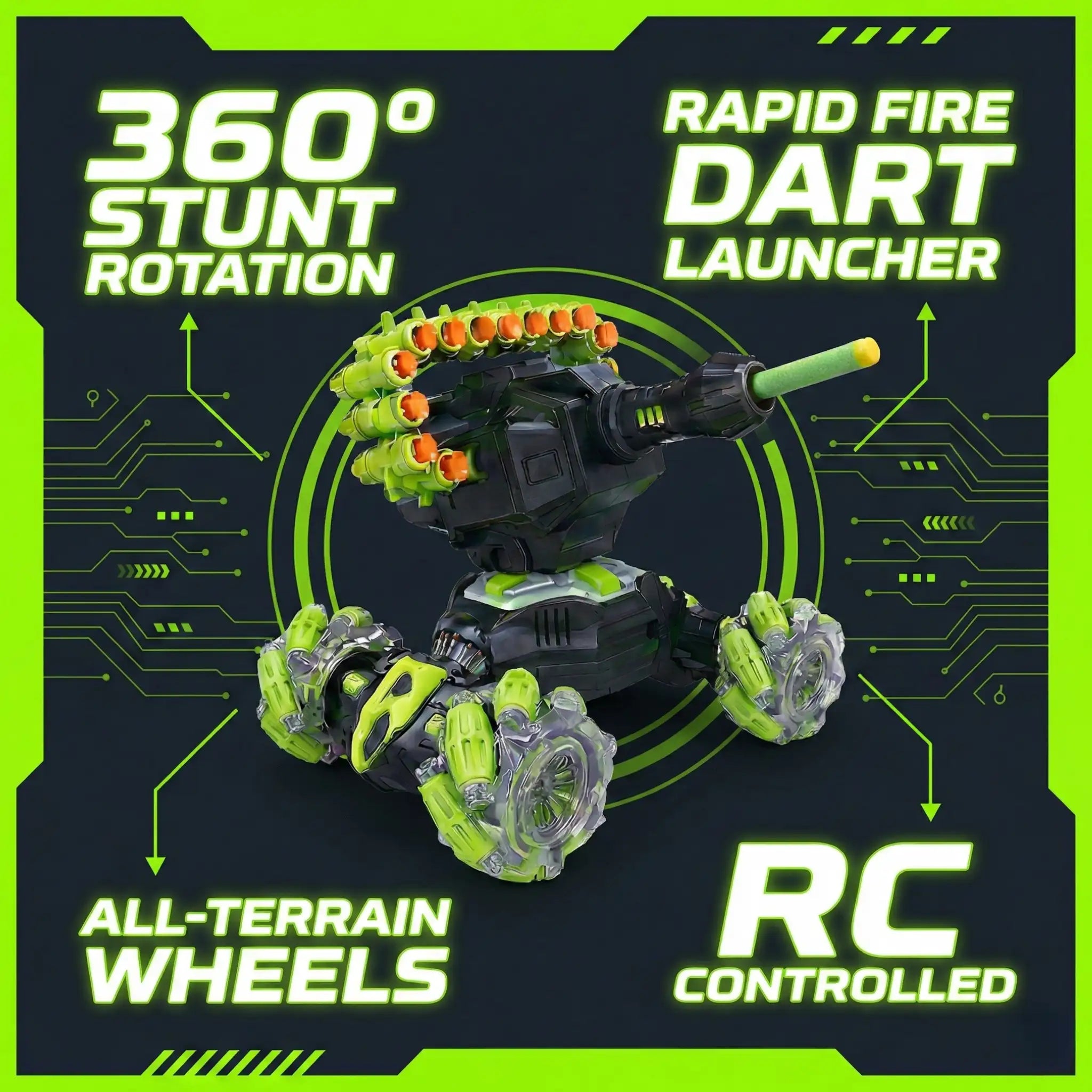 RC Stunt Car with 360° Rotation & LED Lights | Remote Control Drift Car with Soft Bullet Play