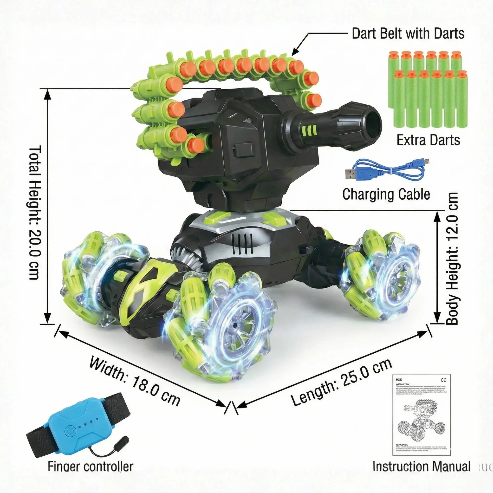 RC Stunt Car with 360° Rotation & LED Lights | Remote Control Drift Car with Soft Bullet Play