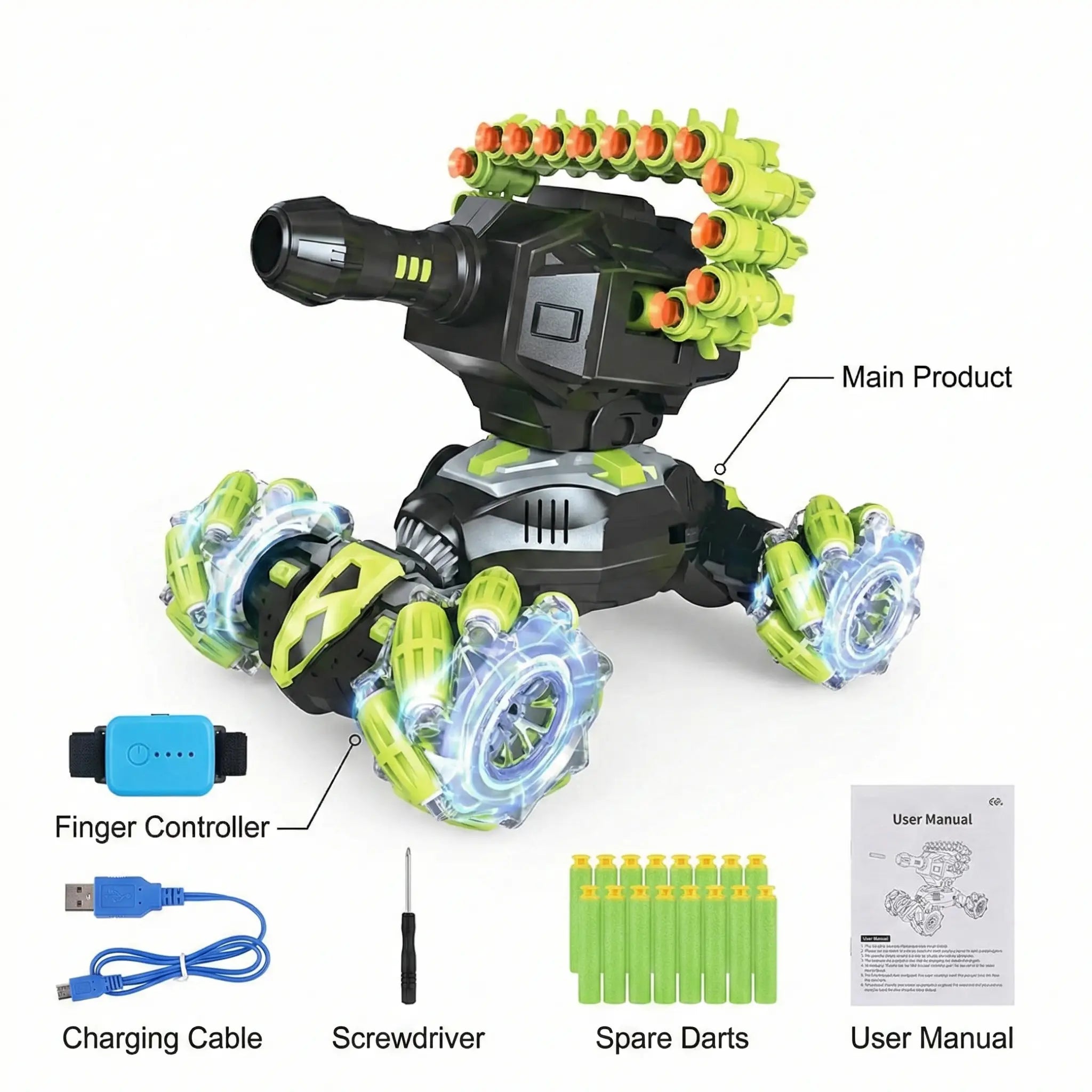 RC Stunt Car with 360° Rotation & LED Lights | Remote Control Drift Car with Soft Bullet Play