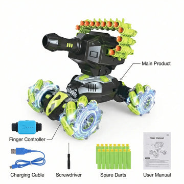RC Stunt Car with 360° Rotation & LED Lights | Remote Control Drift Car with Soft Bullet Play