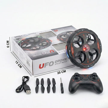 RC UFO Drone with LED Lights, Obstacle Avoidance & Altitude Hold | 360° Flip Remote Control Flying Drone with 2 Rechargeable Batteries