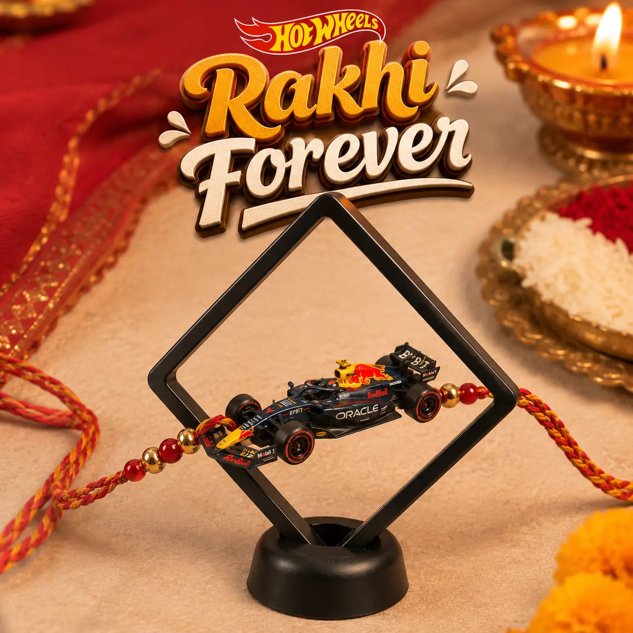 Die-Cast F1 Hot Wheels Rakhi ₹599 – 1:64 Scale Formula 1 Collectible Car Gift