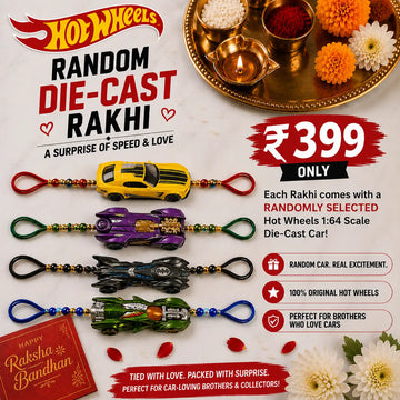 Die-Cast Random Hot Wheels Rakhi ₹399 – 1:64 Scale Collectible Car Gift
