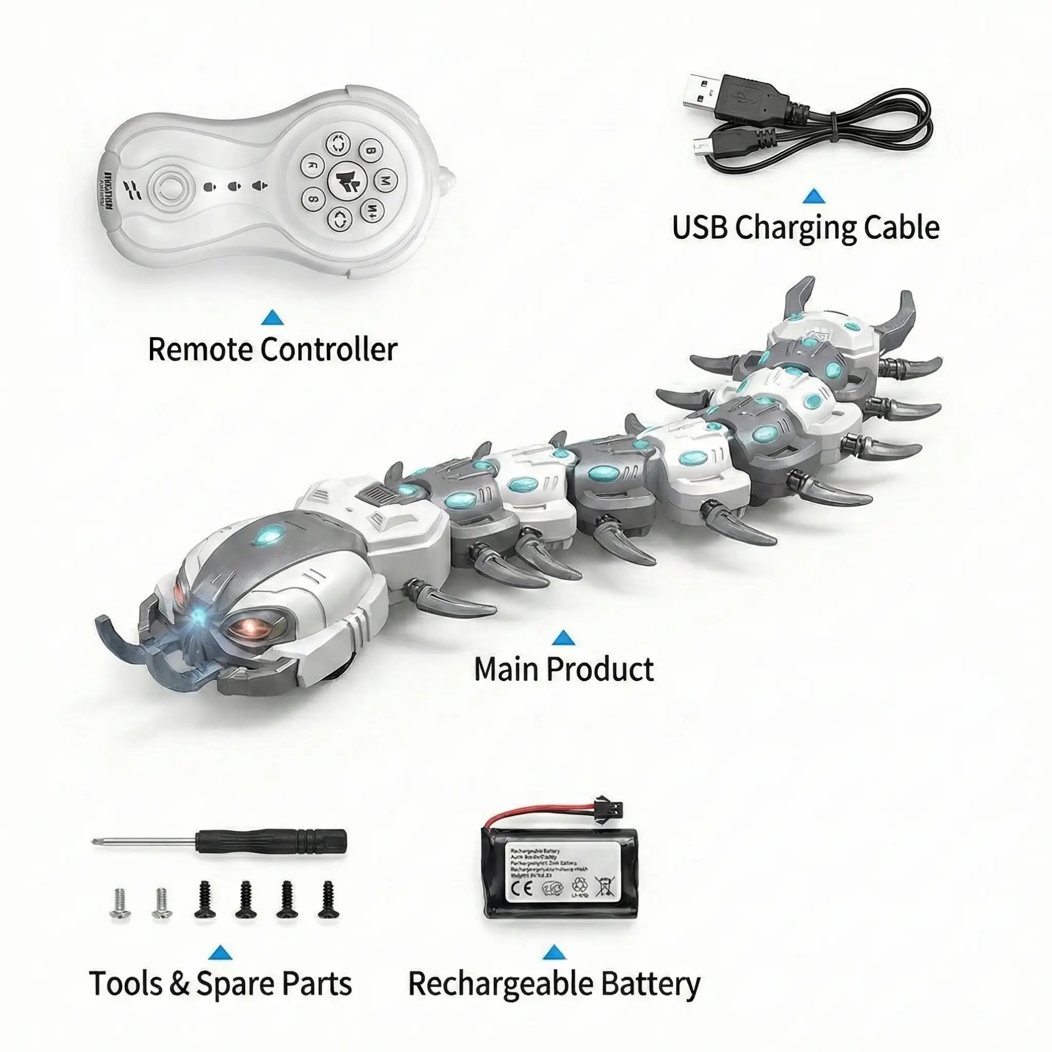 RC Centipede Insect Toy with Lights, Sounds & Water Spray | Remote Control Crawling Toy