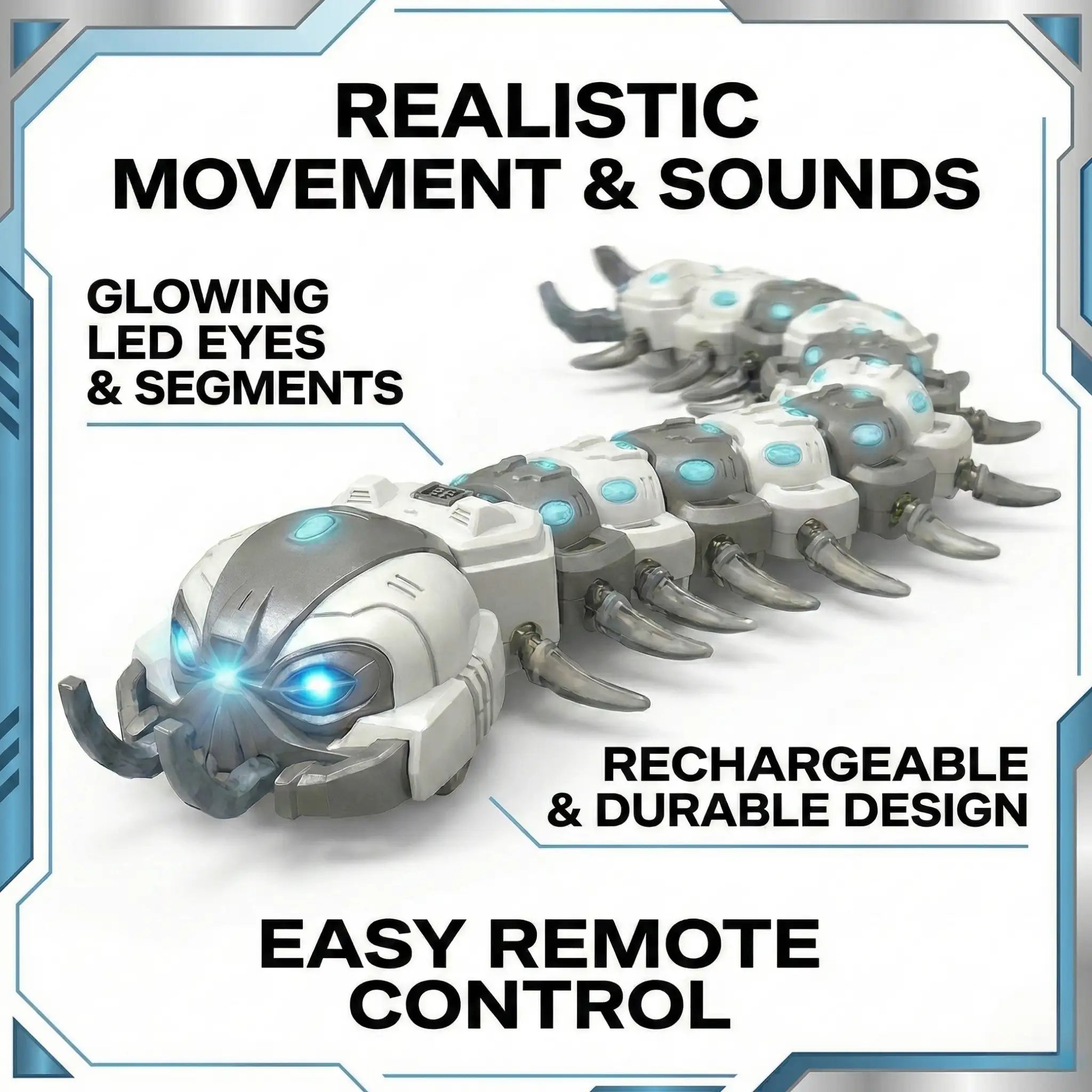 RC Centipede Insect Toy with Lights, Sounds & Water Spray | Remote Control Crawling Toy