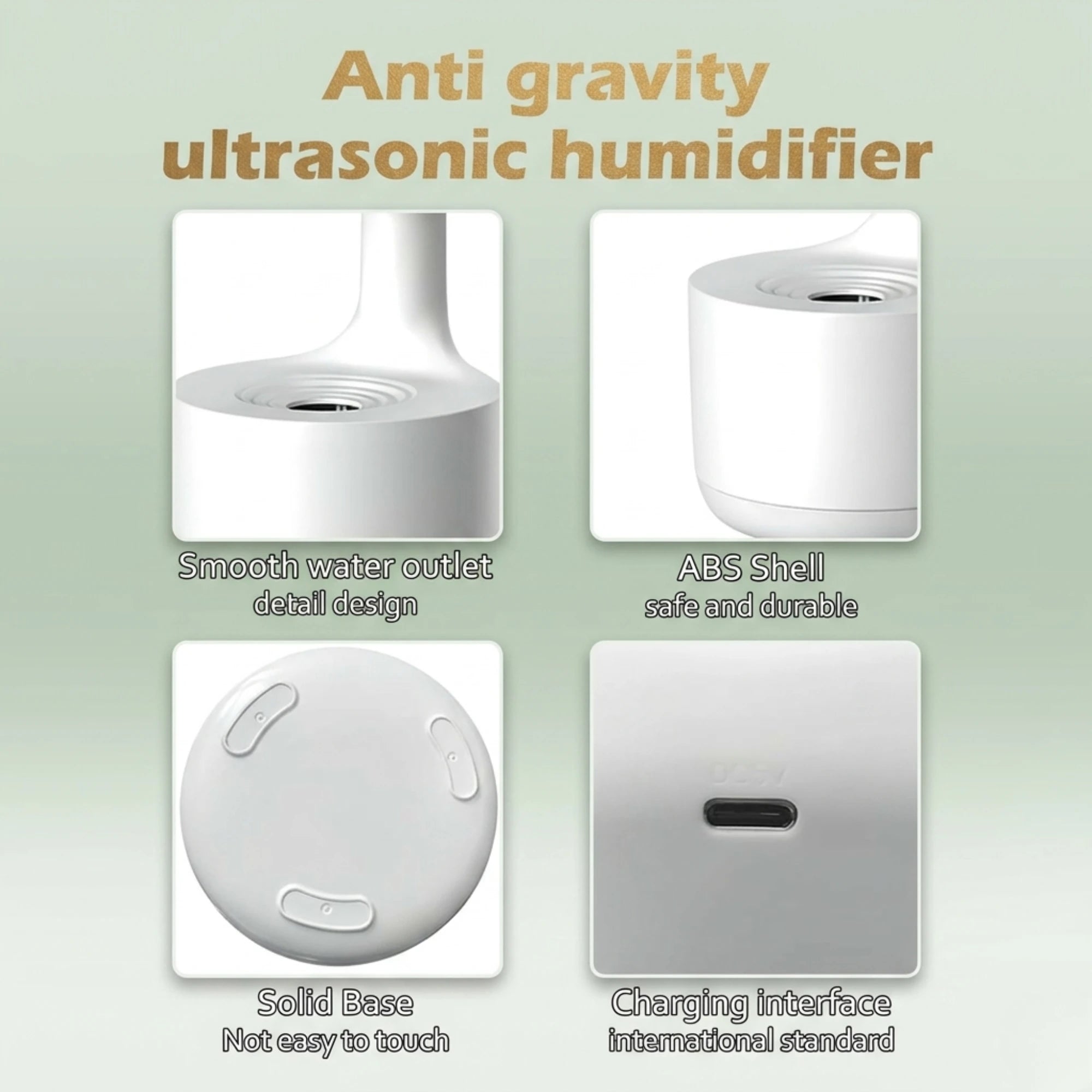 Anti-Gravity Humidifier with LED Light, Digital Clock Display & Ultrasonic Mist Technology