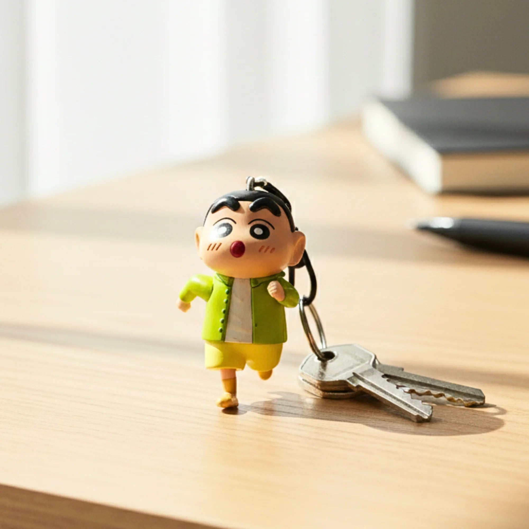 Shinchan String-Pull Keychain - Fun 3D Retractable Cartoon Toy for Bags, Keys and Gifting