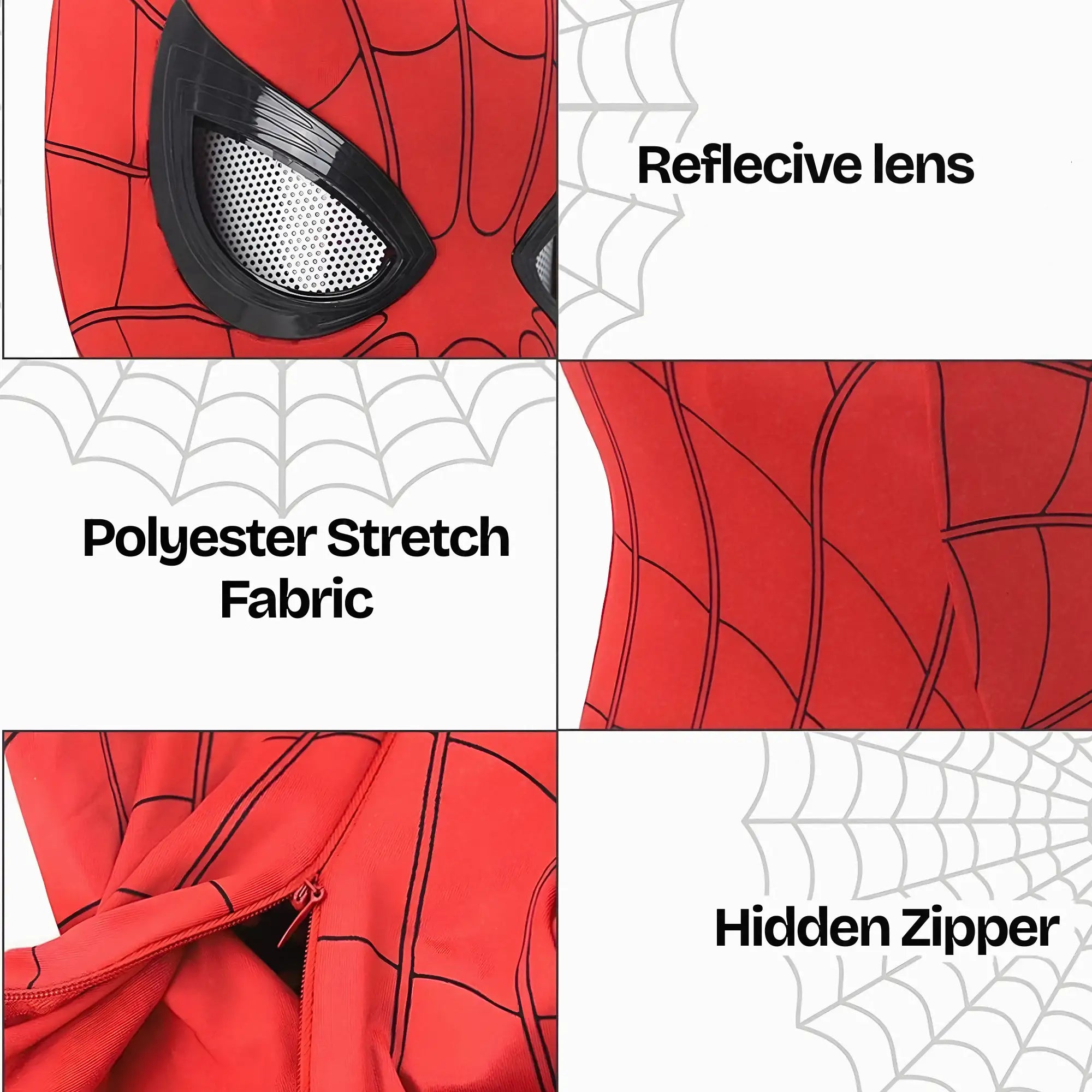 Spiderman Mask with Movable Eyes - Light-Up Cosplay Mask for Kids & Adults