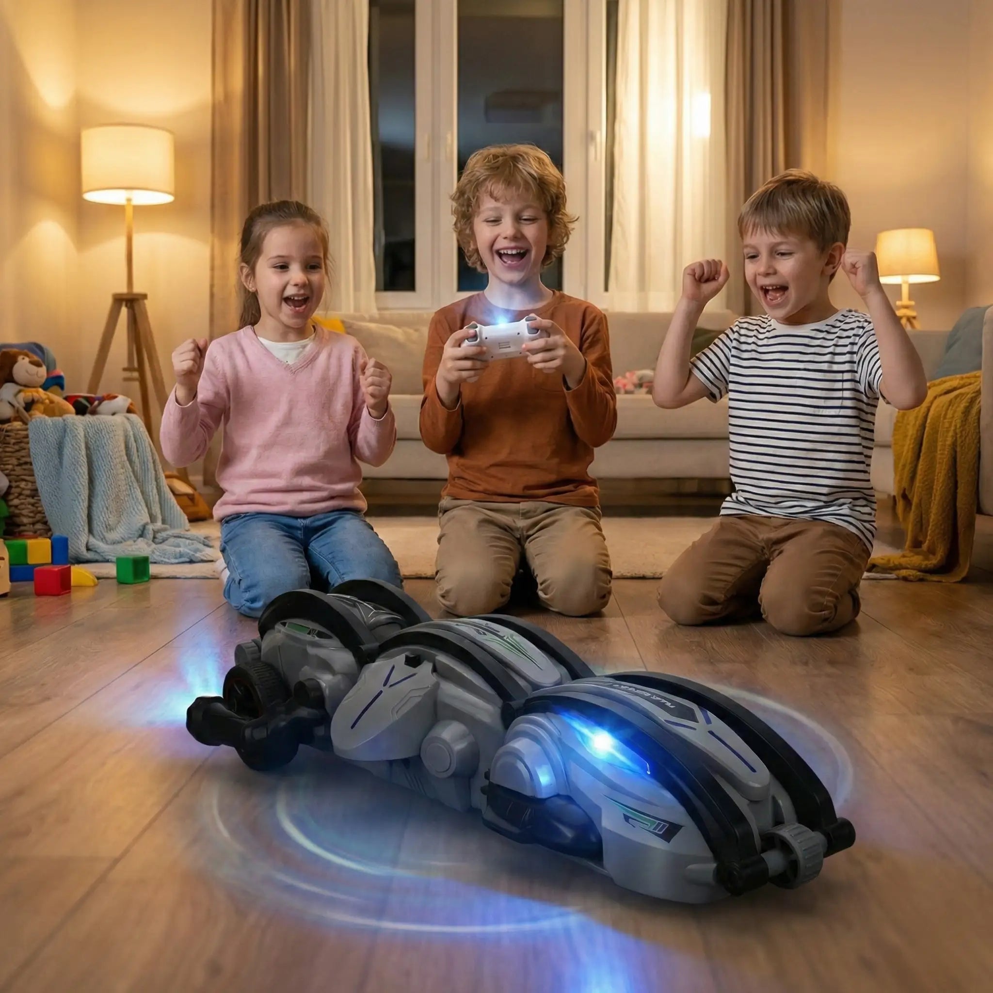 Remote Control Rolling Stunt Car with 360° Tumbling Action & LED Lights | RC Toy for Kids