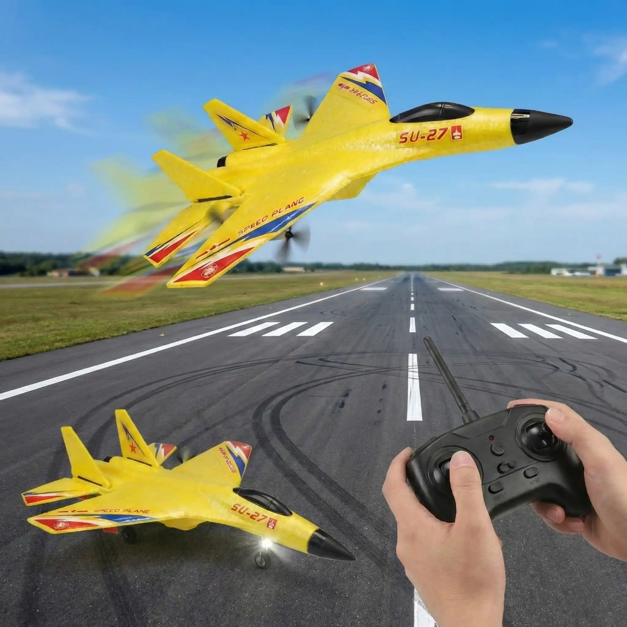 RC Fighter Jet Airplane Toy with LED Lights, Gravity Sensing & 360° Stunt Flips | Foam RC Plane
