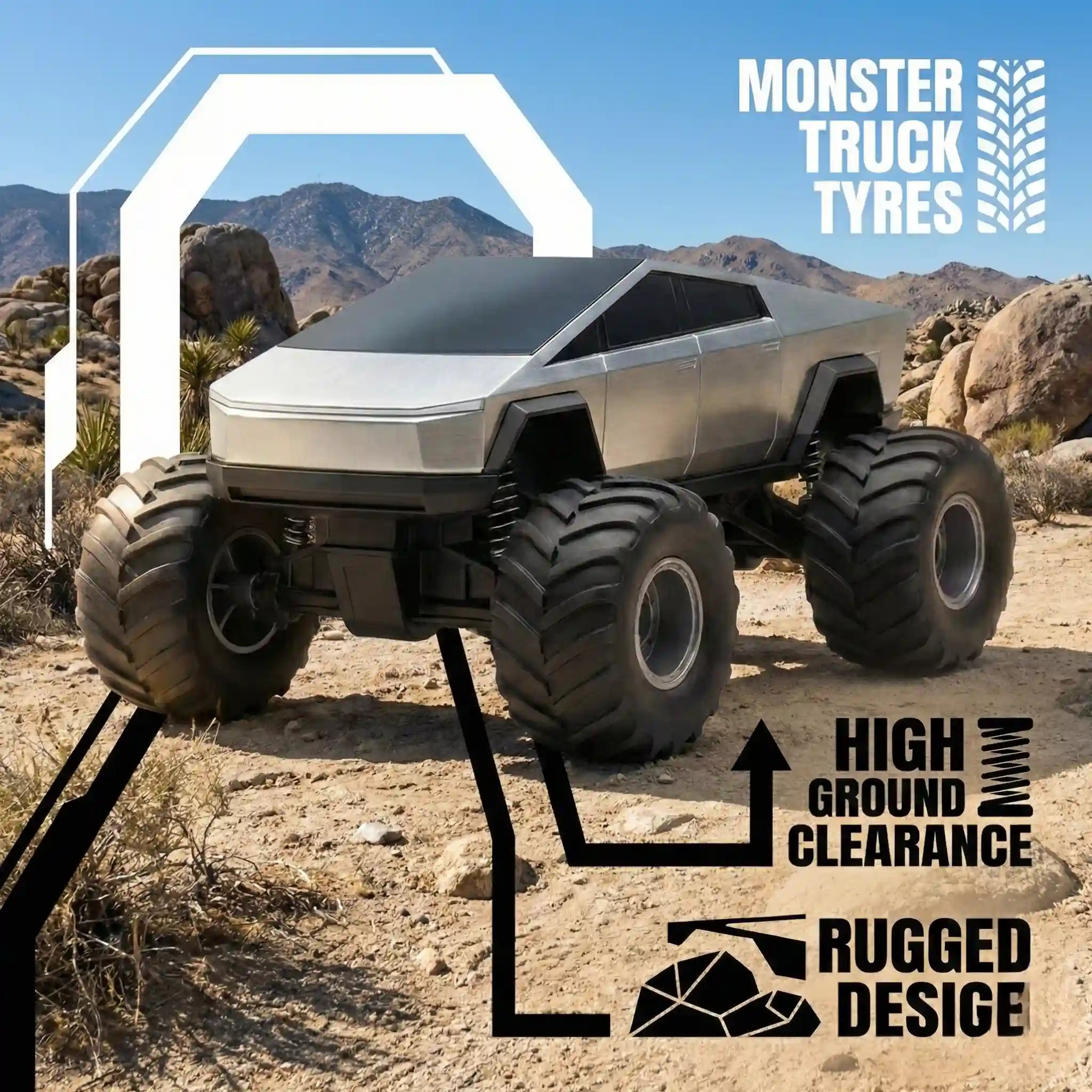 Tesla Truck Toy with Camera & Joystick Control | Monster Truck Tyres, Smartphone App Live View & Recording