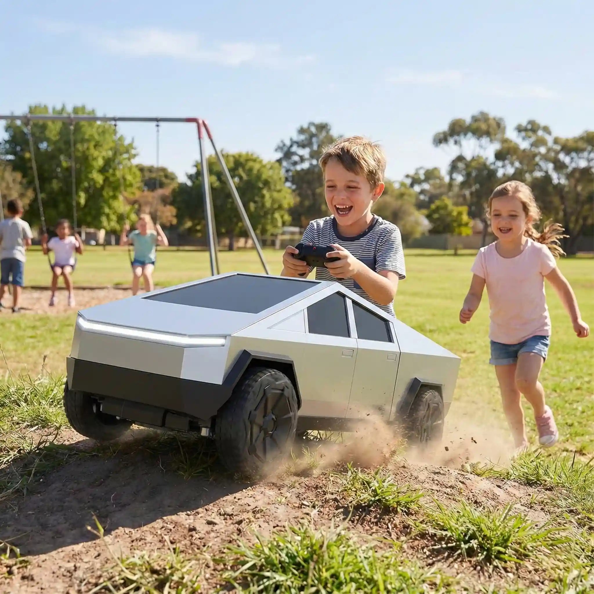 RC Cybertruck Remote Control Car – Off-Road RC Truck with LED Lights & Rechargeable Battery (Ages 6+)