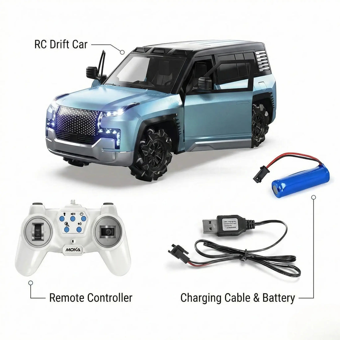 Wonder Digital Moka U8 High-Speed RC Car — Rechargeable 2.4 GHz Electric Racing Toy for Kids